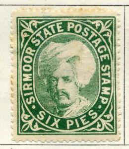 INDIA  SIRMOOR  1885-96 early Shamsher issue mint hinged 6p. value