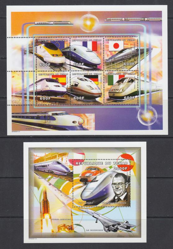 Chad Sc 849-850 MNH. 2000 Trains & High Speed Transport, complete set, VF.