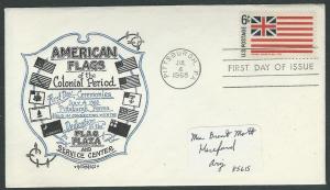 U S Scott 1354a  Artopages FDC Colonial American Flags