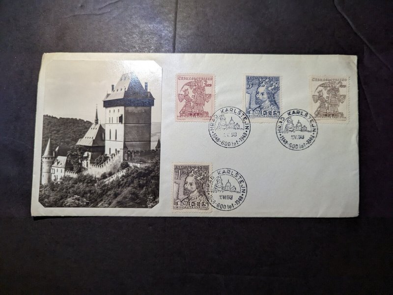 1948 Czechoslovakia Souvneir Stamp Sheet Cover Hrad Karlstejn