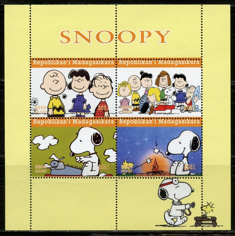 MADAGASCAR 2021 SNOOPY SHEET MINT NEVER HINGED