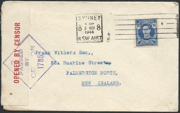 AUSTRALIA 1944 censor cover Sydney to New Zealand..........................39771