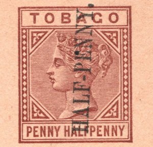 TOBAGO QV Postal Stationery Card *HALF-PENNY* Surcharge Unused {samwells}PJ117