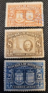 Honduras, 1946, Airmail, F.D.R. & Arms, C-156,158,160, used, SCV$1.05