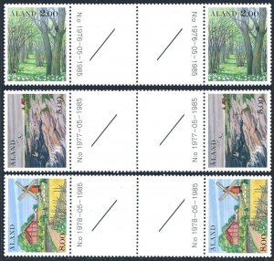 Finland-Aland 14, 18, 19 gutter, MNH. 1985 Landscapes. Forest, Farm, Windmill