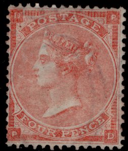 GB QV SG80, SCARCE 4d pale red plate 3, M MINT. Cat £2000. PD