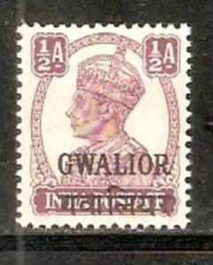 India Convention States -  GWALIOR 1942-49 ½A KG VI SG - 119 / Sc 101 Cat.