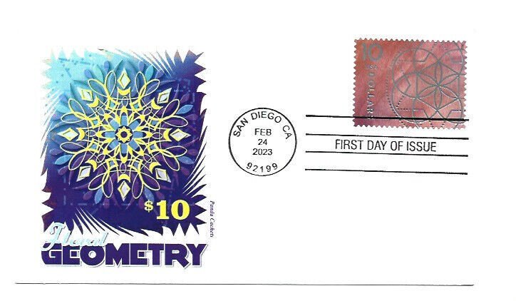 5755 $10.00 Floral Geometry Panda Cachets, FDC