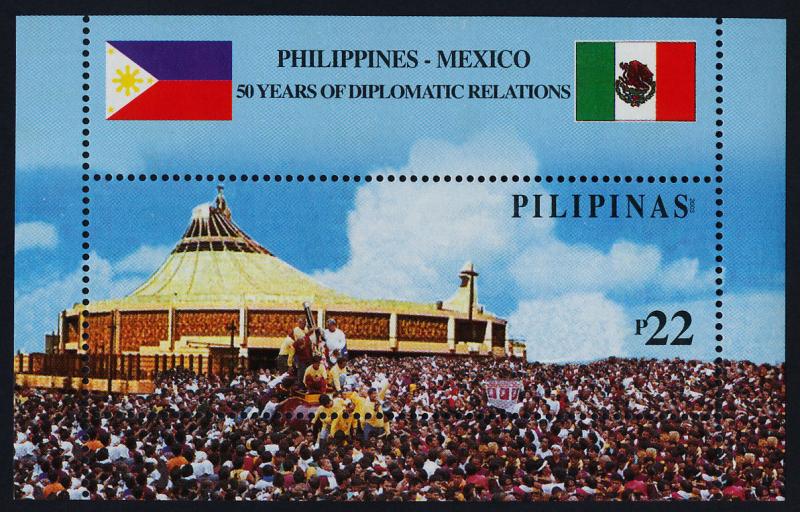 Philippines 2860 MNH Flag, Crowd Church, Mexcio-Philippines Diplomatic Relations