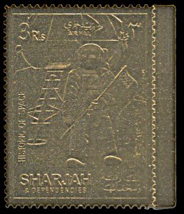 Sharjah Michel 707 A, MNH, Space Exploration History gold foil