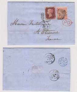 GB 1864 Sc 33 pl 80 & 34b ON ENTIRE LETTER AMB. CALAIS TO FRANCE VF SCV$212.50+ 