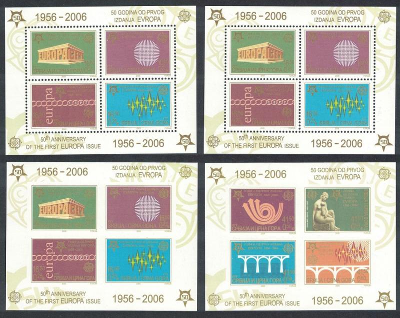 Serbia 50th Anniversary of Europa CEPT stamps 4 MSs SG#MS140 CV£20+