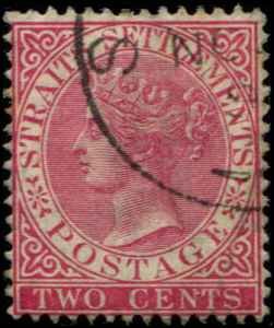 Straits Settlements SC# 42 Victoria 2c  Used