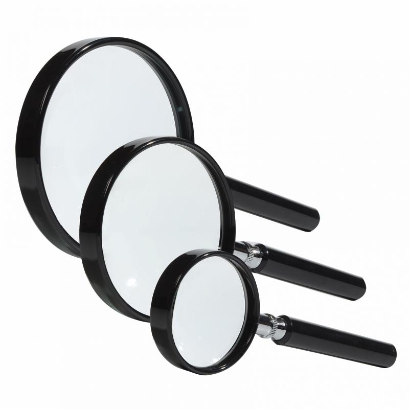 HANDLE MAGNIFIER WITH GLASS LENS, 3X FOR STAMPS, COINS, BANKNOTES, HOBBIES, ETC.