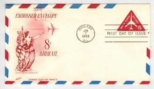 1965 TRIANGLE JET AIRMAIL EMBOSSED ENV FDC UC37 FLEETWOOD UNADDRESSED