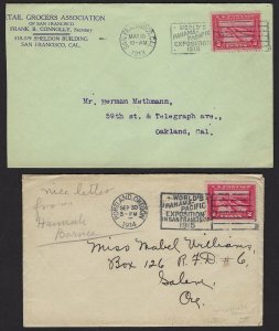 US 1911 1915 FIVE WORLDS PANAMA PACIFIC COVERS FIVE DIFF YEARS 1911 1912 1913
