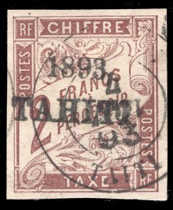 MOMEN: FRENCH COLONIES IN TAHITI SC #J26 1893 USED LOT #65037