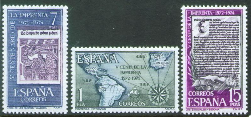 SPAIN Scott 1791-1793, MNH** 500 Years of Spanish Printing set