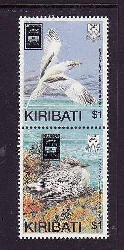 Kiribati-Sc#535a-Unused NH set-Birds overprinted-Stampshow--1989-