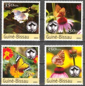 Guinea Bissau 2003 Boy Scouts Butterflies Set of 4 MNH**