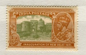 INDIA; 1931 early GV New Delhi issue Mint hinged 1/4a. value