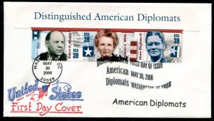 4076a-4076f US 39c Distinguished American Diplomats SA FDCs,  Artopages cachet