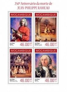 Mozambique-2014 Composer  Jean-Philippe Rameau 4 Stamp Sheet 13A-1458