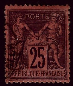 France SC#93 Used F-VF hr/perf thin SCV$25.00...Always Collectible!