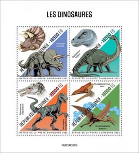 Guinea - 2022 Dinosaurs, Velociraptor, Diplodocus - 4 Stamp Sheet - GU220309a