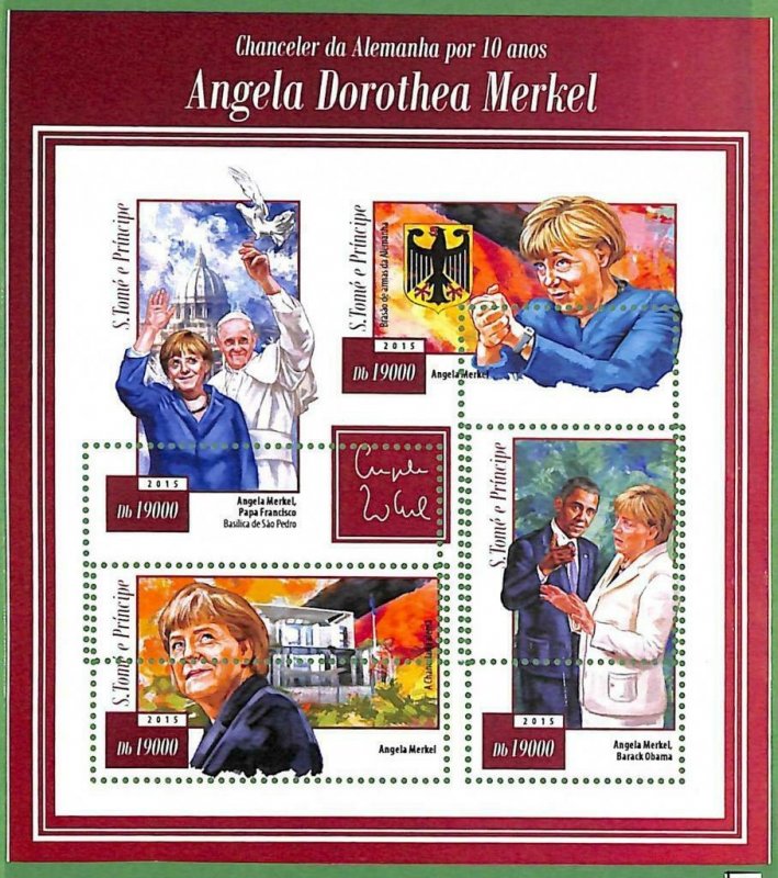 A3523-Sao Tome & Principe ERROR MISSPERF 2015 PEOPLE Angela Merkel politic