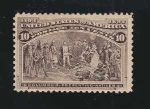 US 237 10c Columbian Exposition Mint VF OG NH SCV $250