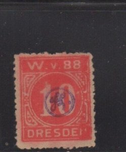 German Advertising Stamp- W. v. 88 Dresden 10 with Overprint