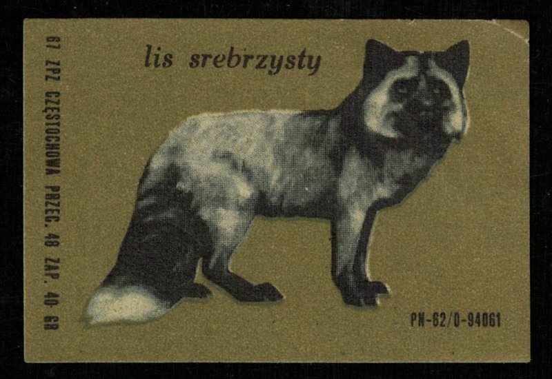 1968, Lis srebrzysty, Animal, Matchbox Label Stamp (ST-215)