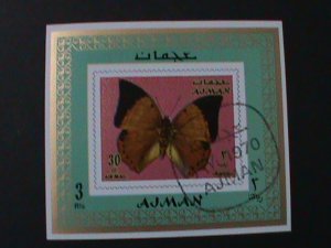 AJMAN-1970-COLORFUL BEAUTIFUL LOVELY BUTTERFLY-CTO-IMPERF-S/S VF-FANCY CANCEL