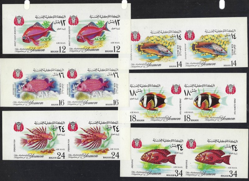 Yemen Mi 397B-402B MNH imperf pairs BIN $24.00