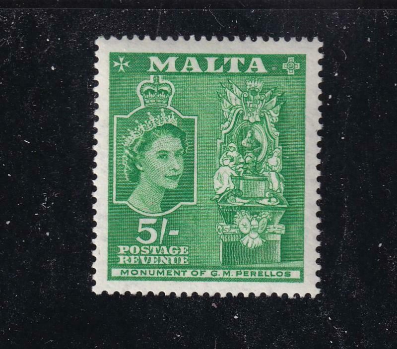 MALTA # 260 VF-MNH QE11 5sh CAT VALUE $13.50