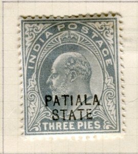 INDIA; PATIALA STATE 1903 early Ed VII issue fine Mint hinged 3p. value