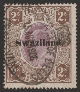 SWAZILAND 1904 'Swaziland' on KEVII Transvaal Revenue 2/- brown & purple.