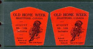 OLD HOME WEEK BRANTFORD, CANADA Poster Stamps CANADA Tourism (L211) INDIAN