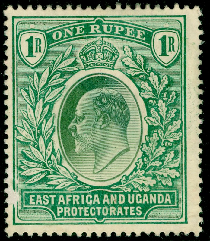 EAST AFRICA and UGANDA SG26, 1r green, UNUSED. Cat £38. WMK MULT CA