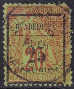 Guadeloupe 1884 Sc 5 var used widest centimes variety damaged corner