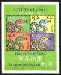 Aitutaki Stamp 599  - Year of the Snake