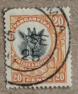 Tanganyika 1922 20c Giraffe, nicely used with full date cds. Scott 15, CV $0.25