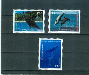 Fr. Polynesia - Sc# 634-6. 1994 Whales, Dolphins. MNH $4.50.