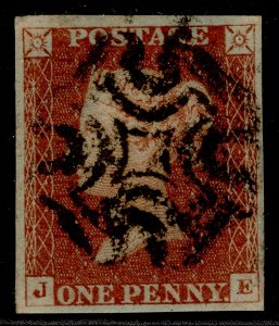 GB QV SG8, 1d red-brown BLACK MX PLATE 34, FINE USED. Cat £65. JE 