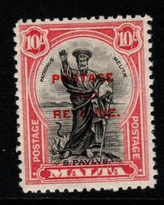 MALTA SG192 1928 10/= BLACK & CARMINE MTD MINT 