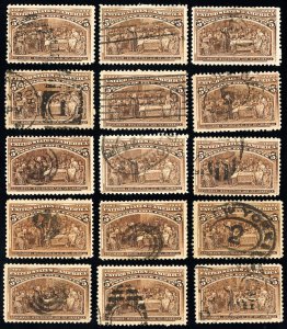 US Stamps # 234 Used VF Columbian Lot Of 15