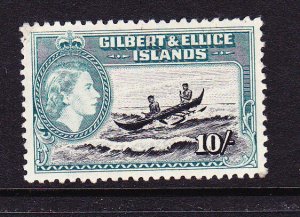 GILBERT & ELLICE  1956 10/-  QEII   MLH SG 75