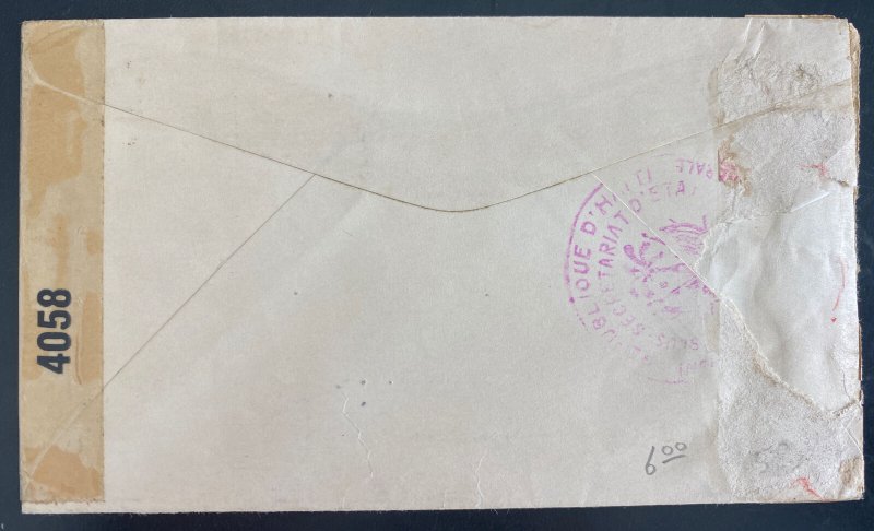 1942 Port Au Prince Haiti Airmail Censored Cover To New York Usa 