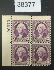 MOMEN: US STAMPS   #720 MINT OG NH  PLATE BLOCK LOT #38377